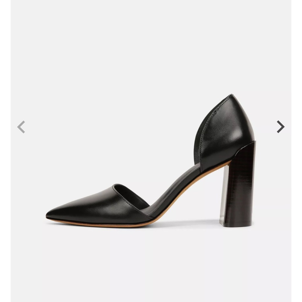Vince Black Pointed-Toe D'Orsay Block Heel Pumps - Picture 2 of 14